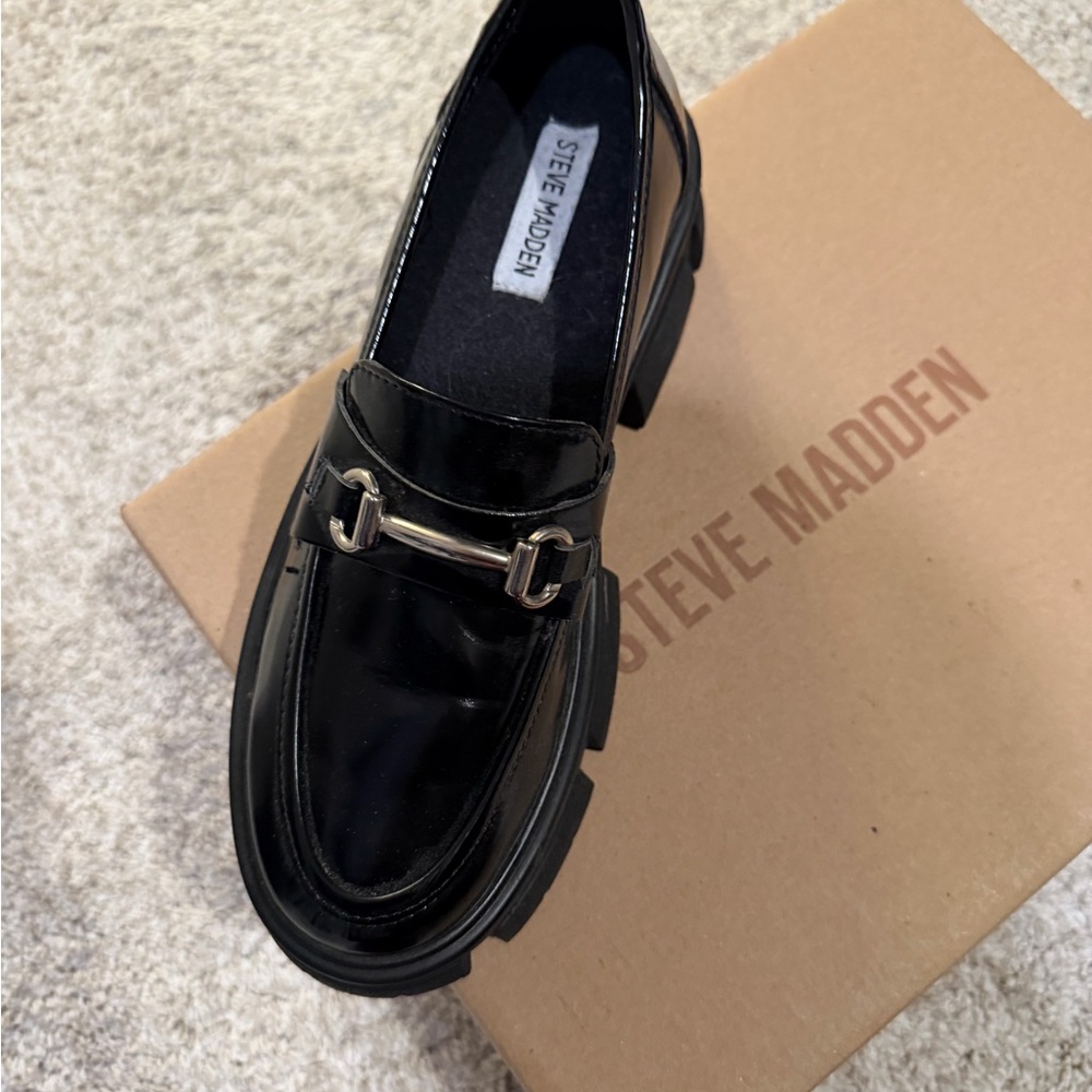 Steve Madden Glossy Black Loafers